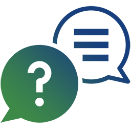 icon of a question thought bubble with a reply bubble representing consultation